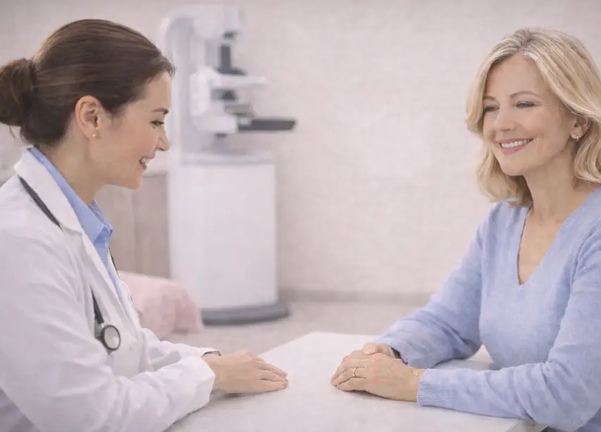 Women interacting with a radiologist at Genesis, planning breast screening services